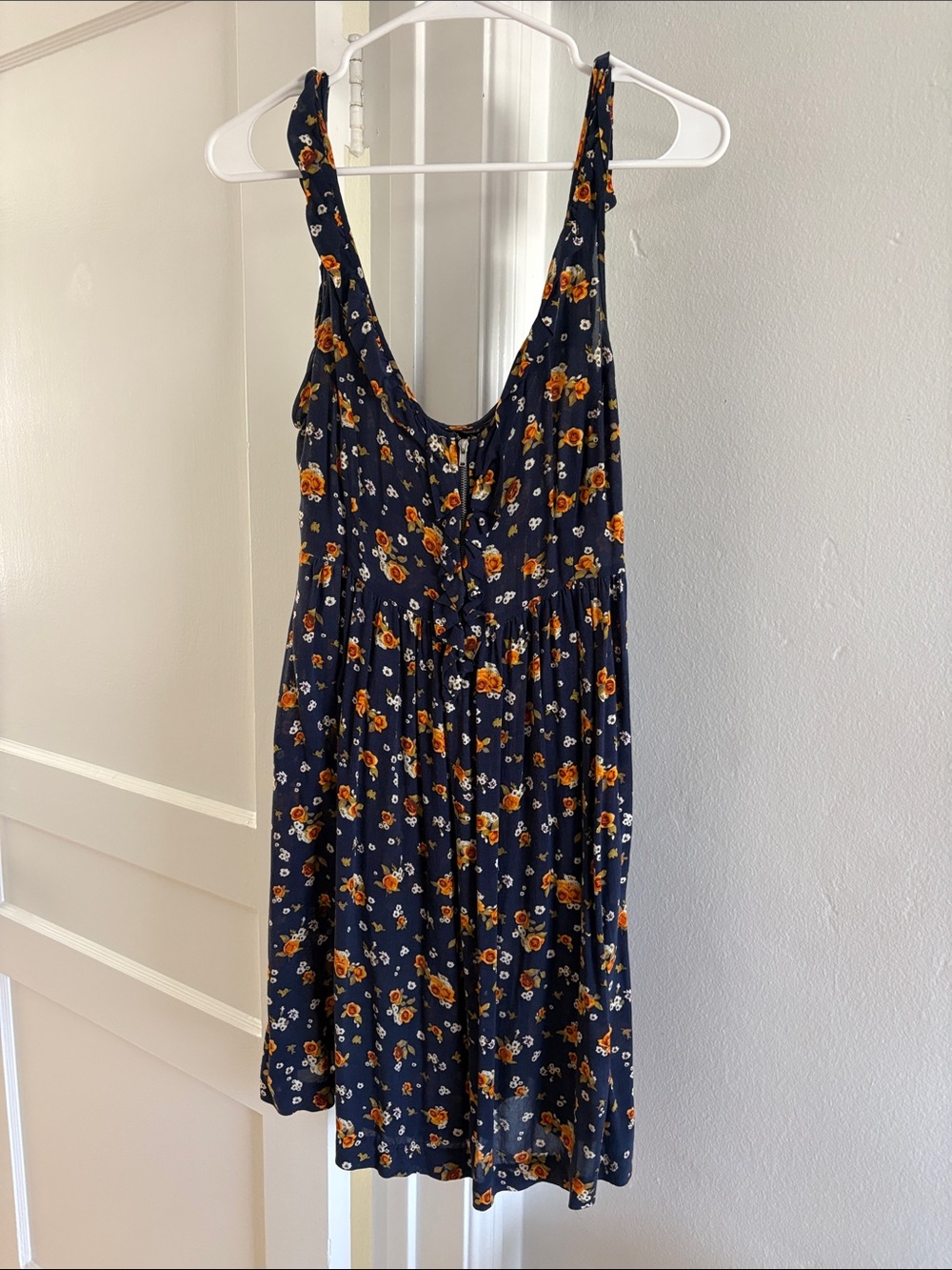 Forever 21 Navy Mini Dress with Orange Floral Print